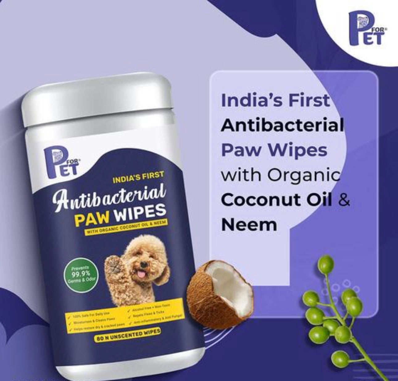 P for Pet Antibacterial Paw Wipes
