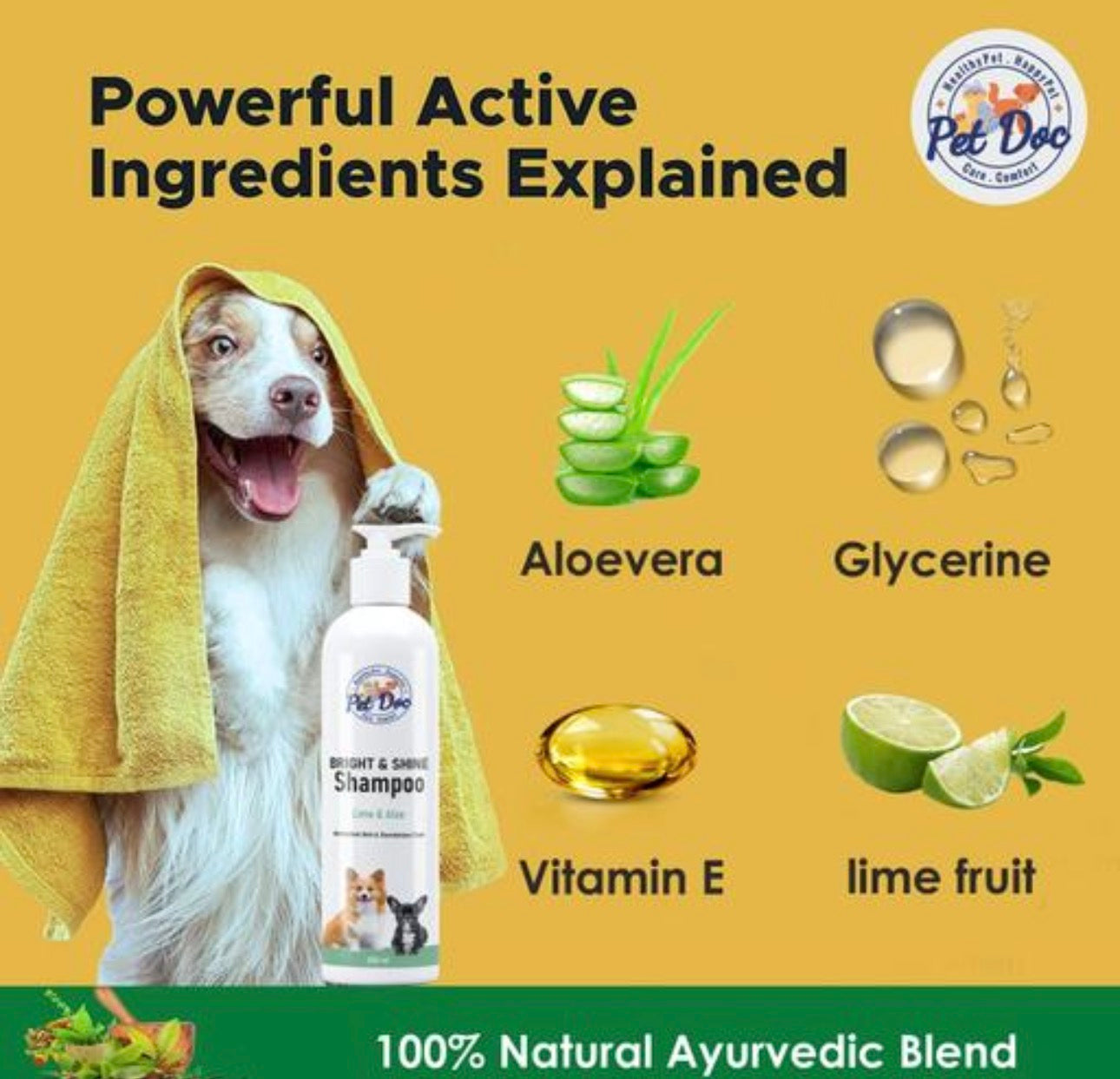 Pet Doc Bright & Shine Shampoo (Fragrance Lime & Aloe ) (200ml)