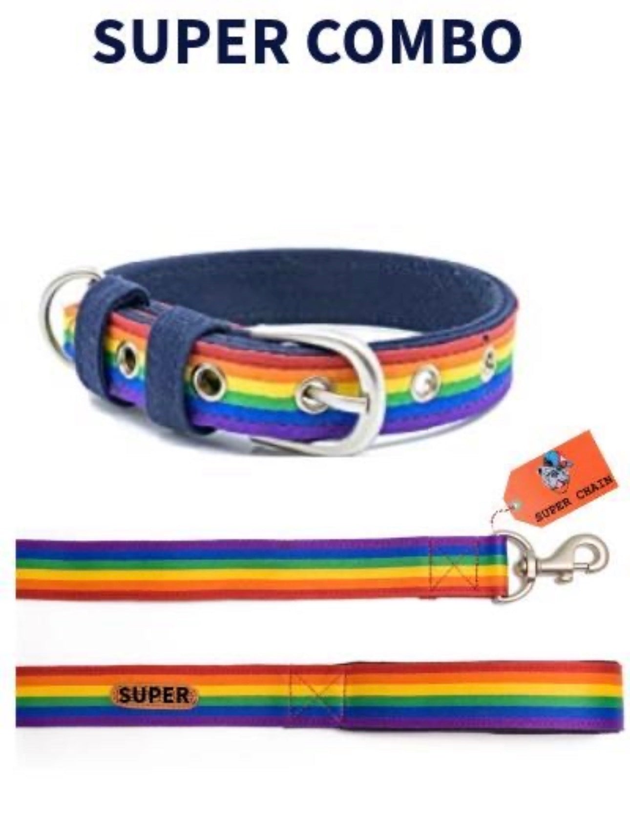 Rainbow Collar & Leash Combo