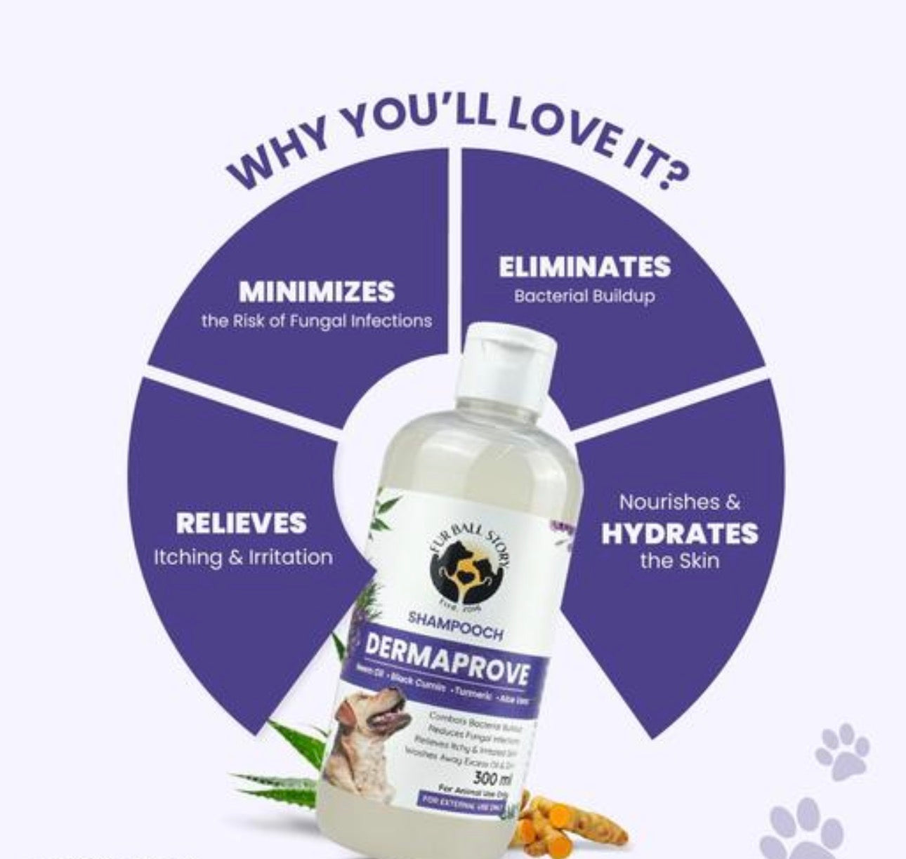 Fur Ball Story Dermaprove: Antifungal Dog Shampoo (300ml)