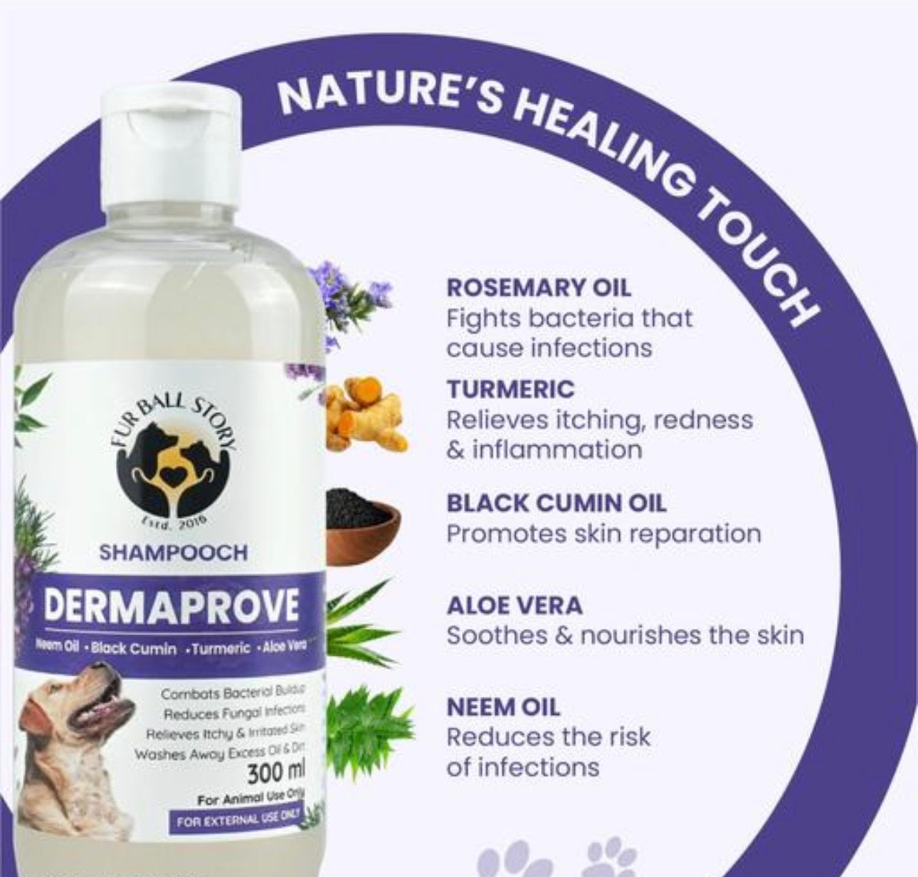 Fur Ball Story Dermaprove: Antifungal Dog Shampoo (300ml)